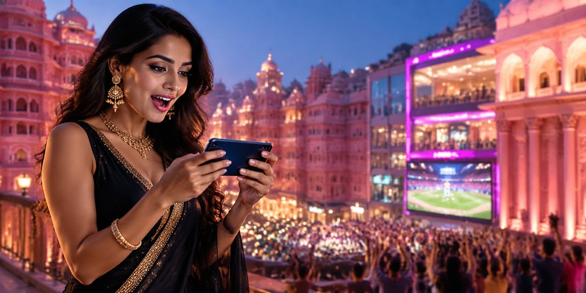 Bright neon view of Jaipur casino app interface